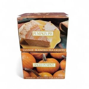 Yankee Candle Tealight Lot of 2 PUMPKIN PIE & SPICED PUMPKIN & SPICED APPLE